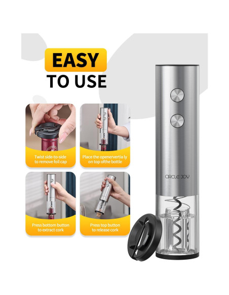 Abridor de Vino Eléctrico CIRCLE JOY 6-en-1 Recargable Plata