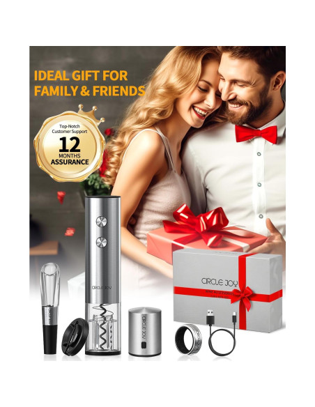 Abridor de Vino Eléctrico CIRCLE JOY 6-en-1 Recargable Plata