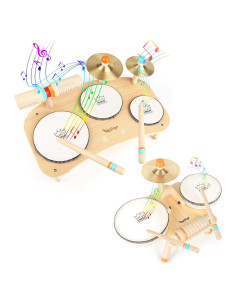 Juego de Batería de Madera 8 en 1 para Niños 1-3 Años