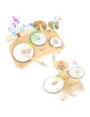 Juego de Batería de Madera 8 en 1 para Niños 1-3 Años