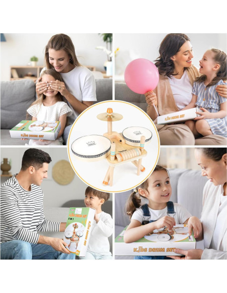 Juego de Batería de Madera 8 en 1 para Niños 1-3 Años