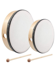 Tambor de Mano Nydotd 10" y 8" con Golpeadores de Madera