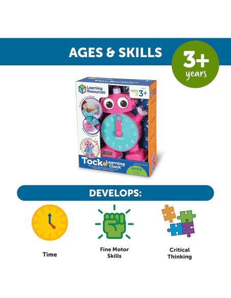 Reloj de Aprendizaje Tock Rosa Learning Resources 0.55 kg Reloj de Aprendizaje Tock Rosa Learning Resources 0.55 kg