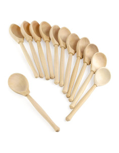 Cucharas de Madera Sin Terminar Ulanik - 12 Piezas 14 cm