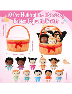 Set de 10 Muñecas de Peluche Multiculturales HyDren 15cm 2