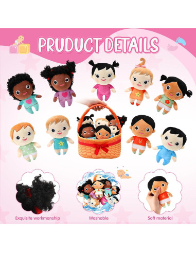 Set de 10 Muñecas de Peluche Multiculturales HyDren 15cm