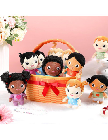 Set de 10 Muñecas de Peluche Multiculturales HyDren 15cm