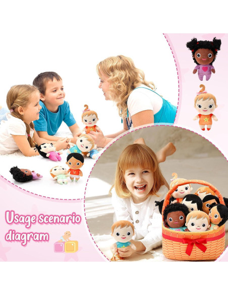 Set de 10 Muñecas de Peluche Multiculturales HyDren 15cm