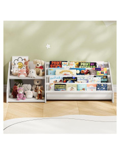 Estantería Infantil CHOEZON con 2 Estantes y Rack de Tela 90 cm