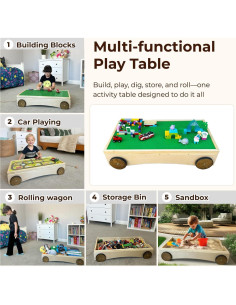 Mesa de Actividades Multifuncional Nestory 83.8x43.7cm Madera Montessori 2