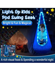 Columpio Pod Iluminado FNZU para Niños - Azul, Silla Hamaca 2