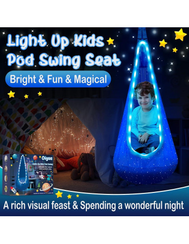 Columpio Pod Iluminado FNZU para Niños - Azul, Silla Hamaca