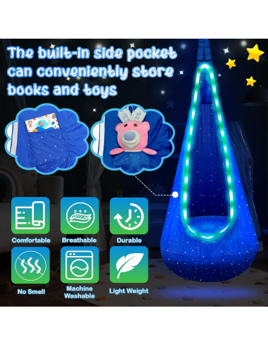 Columpio Pod Iluminado FNZU para Niños - Azul, Silla Hamaca