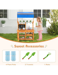 Cocina de Barro para Niños Costzon con Toldito Ajustable 77x52x135cm 2