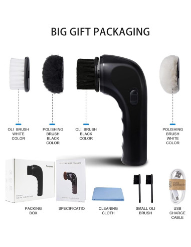 Cepillo Eléctrico para Zapatos Sansent - Kit de Cuidado Cuero