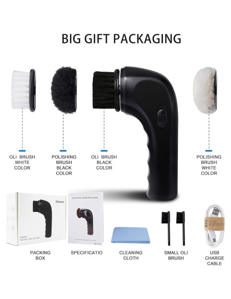 Cepillo Eléctrico para Zapatos Sansent - Kit de Cuidado Cuero