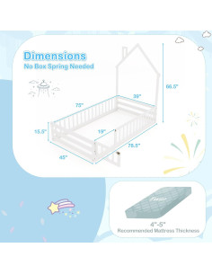 Cama Twin Montessori GORELAX en el Suelo con Cerca de Seguridad 2