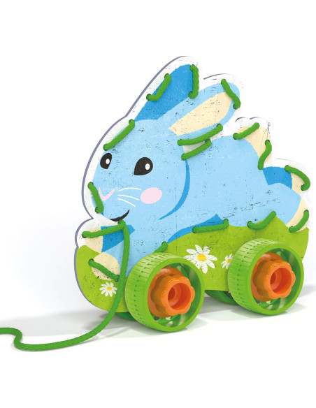 Juego de Enhebrado Quercetti 4 Animales con Ruedas - Montessori Juego de Enhebrado Quercetti 4 Animales con Ruedas - Montessori