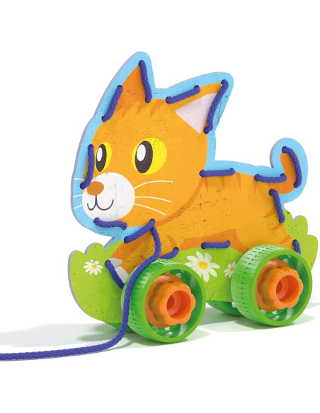 Juego de Enhebrado Quercetti 4 Animales con Ruedas - Montessori Juego de Enhebrado Quercetti 4 Animales con Ruedas - Montessori