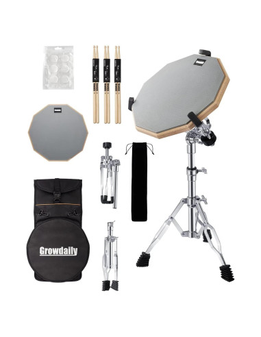 Set de Pad de Práctica para Batería G.D 12" con Soporte y Accesorios