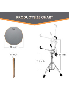 Set de Pad de Práctica para Batería G.D 12" con Soporte y Accesorios 2