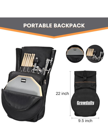 Set de Pad de Práctica para Batería G.D 12" con Soporte y Accesorios