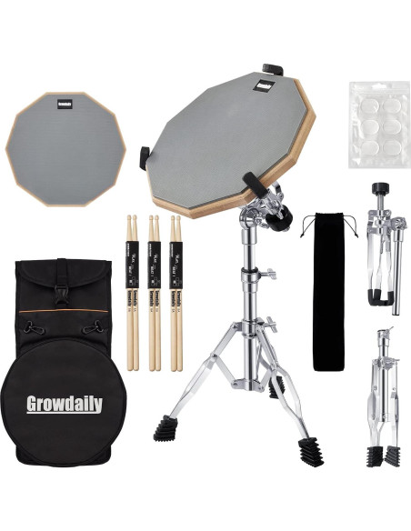 Set de Pad de Práctica para Batería G.D 12" con Soporte y Accesorios