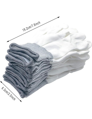 Guantes de Nylon Blanco Antideslizantes FANGULU - 10 Pares