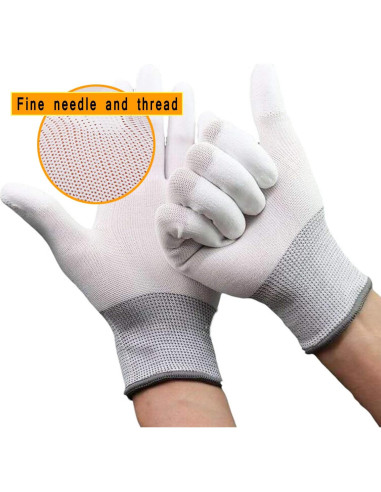 Guantes de Nylon Blanco Antideslizantes FANGULU - 10 Pares