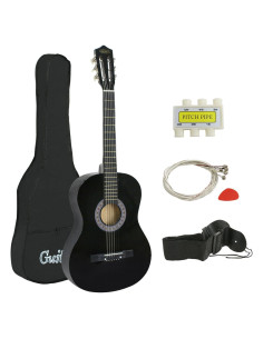 Guitarra acústica ZENY 38" negra para principiantes con estuche