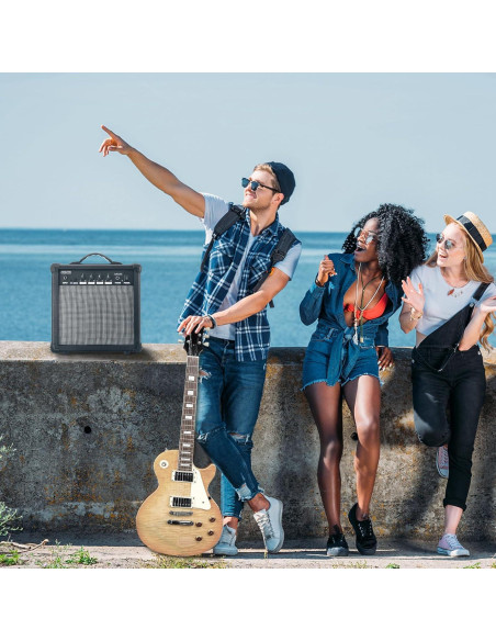 Amplificador de guitarra eléctrica 20W portátil con auriculares - Negro