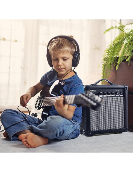 Amplificador de guitarra eléctrica 20W portátil con auriculares - Negro