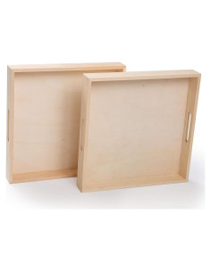 Bandeja de Madera Cuadrada Wooden Living - Paquete de 2