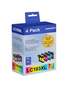Cartuchos de tinta compatibles LC103XL USEHOTI - 4 paquetes (Negro, Cian, Magenta, Amarillo)