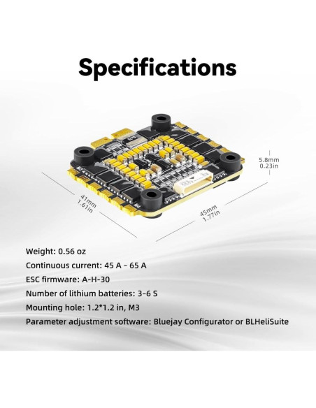 Controlador Electrónico de Velocidad 55A Hobbywing FLYCOLOR 4 en 1