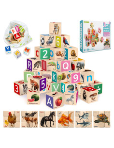 Bloques de Madera Montessori QUOKKA ABC - 35 Piezas para Niños 1-5 Años