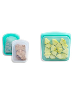 Bolsa de Silicona Reutilizable Stasher 2-Pack Aqua y Transparente