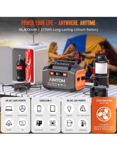 Estación de Energía Portátil AIMTOM SPS200 200W con Panel Solar 30W 2