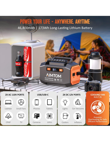 Estación de Energía Portátil AIMTOM SPS200 200W con Panel Solar 30W