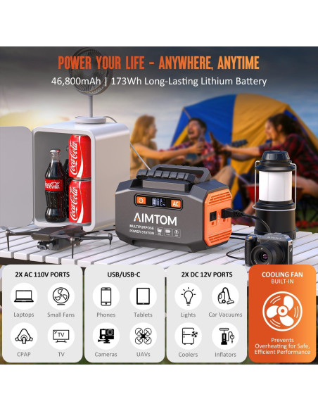 Estación de Energía Portátil AIMTOM SPS200 200W con Panel Solar 30W