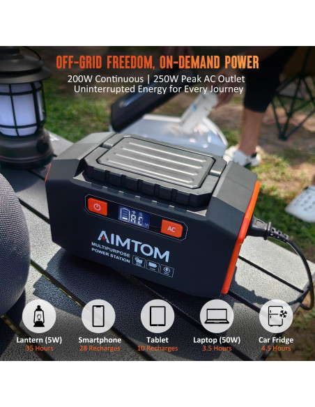 Estación de Energía Portátil AIMTOM SPS200 200W con Panel Solar 30W