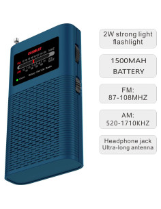 Radio Transistor Portátil AM FM CLOOBLUT SH-01M con Linterna LED 2