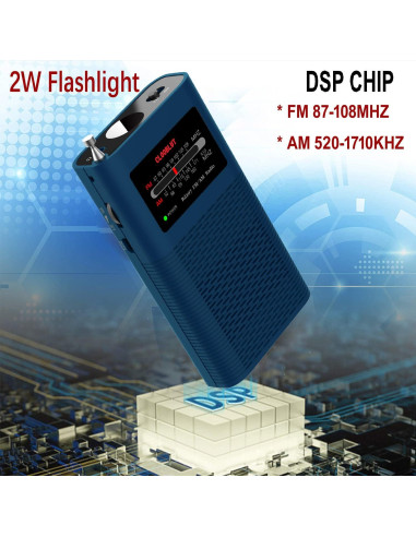 Radio Transistor Portátil AM FM CLOOBLUT SH-01M con Linterna LED