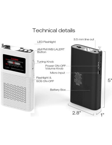 Radio Transistor Portátil AM FM CLOOBLUT SH-01M con Linterna LED