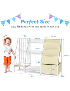 Estantería de Almacenamiento Ikkle para Niños 3 Niveles Blanca 2