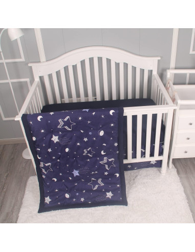Edredón Belsden para Cuna Reversible Estrellas Navy 111.76x86.36cm