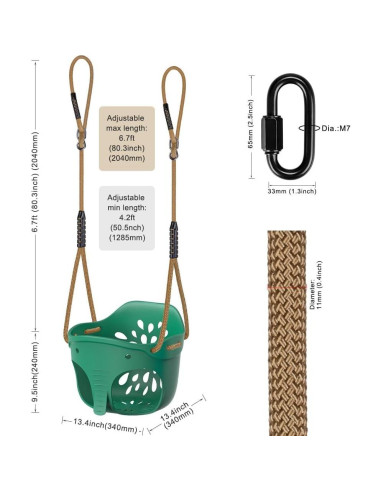 Columpio de Cubo para Niños Dolibest Elefante Verde 600LB