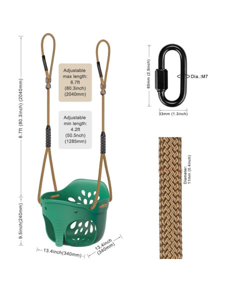 Columpio de Cubo para Niños Dolibest Elefante Verde 600LB