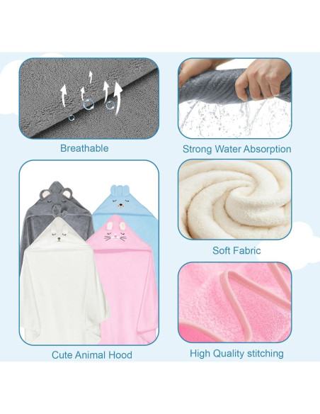 Toallas de Baño con Capucha xpertwarm 4pack Suaves Bebé