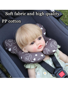 Almohada de Viaje para Bebés HPIENOYA Elefante Negro Suave 2